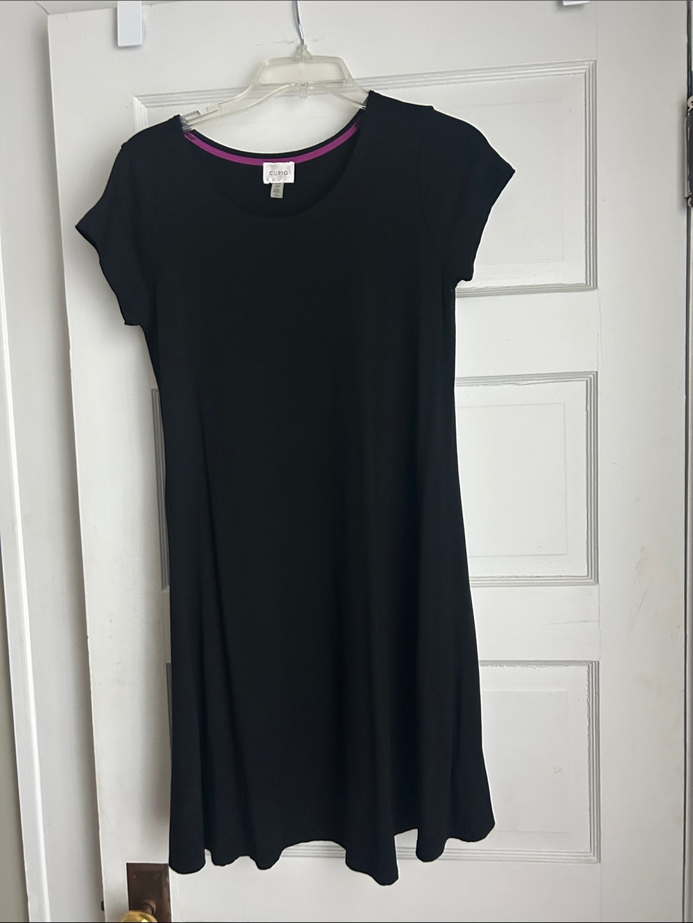 Cupio Black Mini Dress with Pink Trim